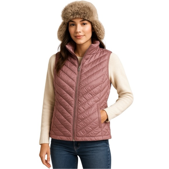 NWOT 32 Degrees Heat Mauve Quilted Lightweight Puffer Vest With Pockets Size M - Picture 1 of 10
